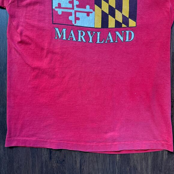 Vintage Maryland State Flag T-Shirt Red Graphic Tee USA Made XL - Picture 7 of 8